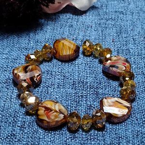 Amber Glass Bead Stretch Bracelet